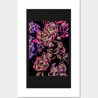 vibrant dark roses pink khaki purple Posters and Art